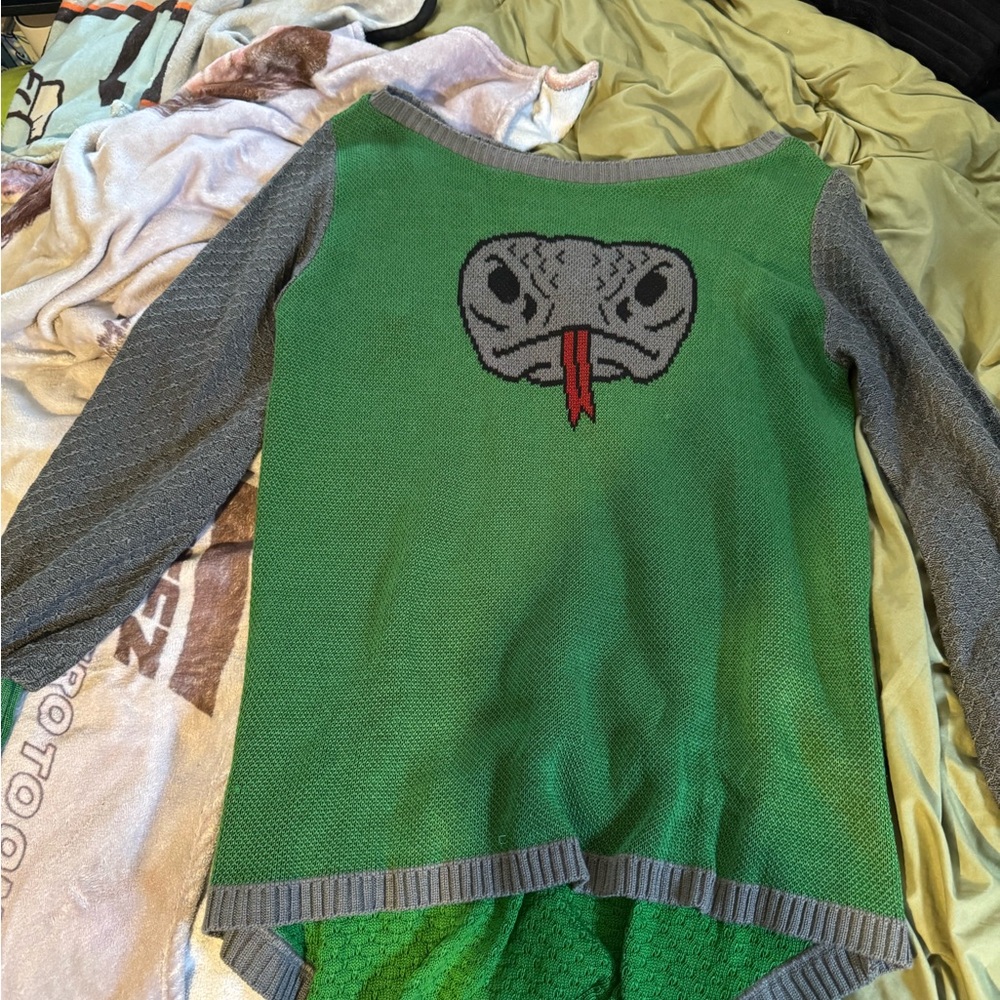 Green and Gray Snake Graphic Women's Sweater